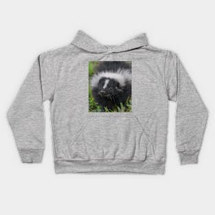 Baby Skunk Black and White Wildlife Photograph Kids Hoodie